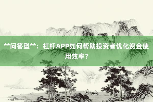 **问答型**：杠杆APP如何帮助投资者优化资金使用效率？