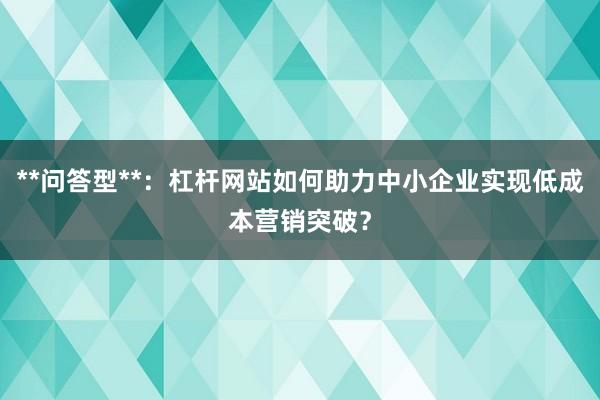 **问答型**：杠杆网站如何助力中小企业实现低成本营销突破？