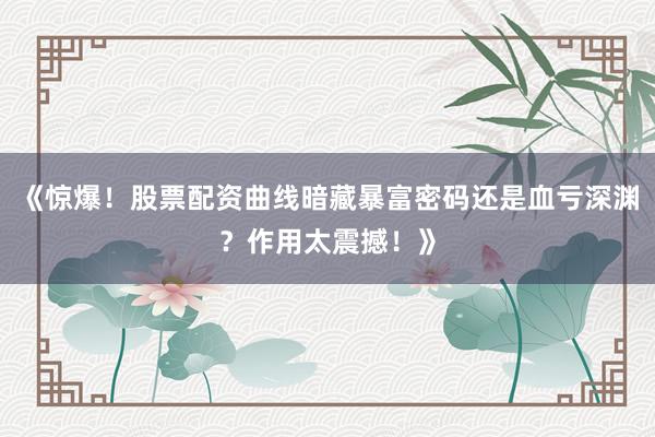 《惊爆！股票配资曲线暗藏暴富密码还是血亏深渊？作用太震撼！》