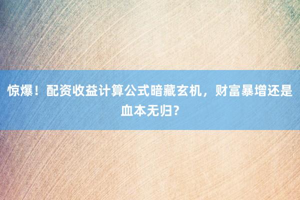 惊爆！配资收益计算公式暗藏玄机，财富暴增还是血本无归？