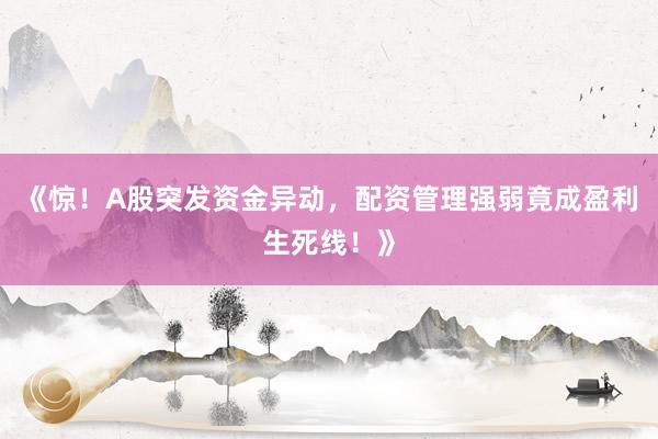 《惊！A股突发资金异动，配资管理强弱竟成盈利生死线！》