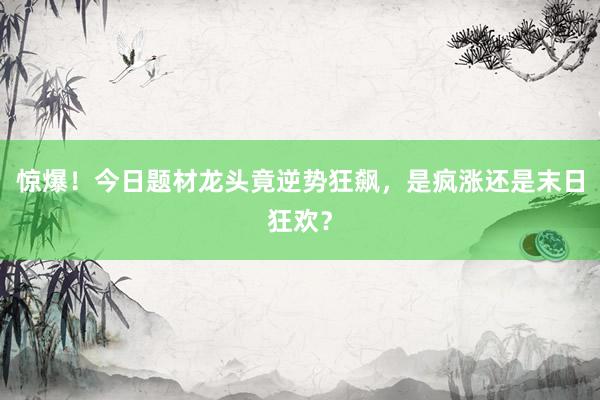 惊爆！今日题材龙头竟逆势狂飙，是疯涨还是末日狂欢？