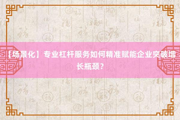 【场景化】专业杠杆服务如何精准赋能企业突破增长瓶颈？